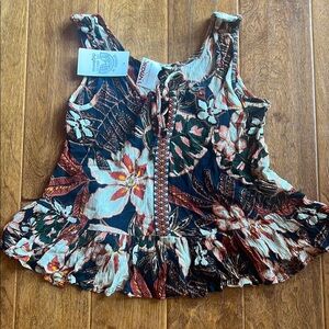 Floral Sleeveless Top with Ruffle Hem